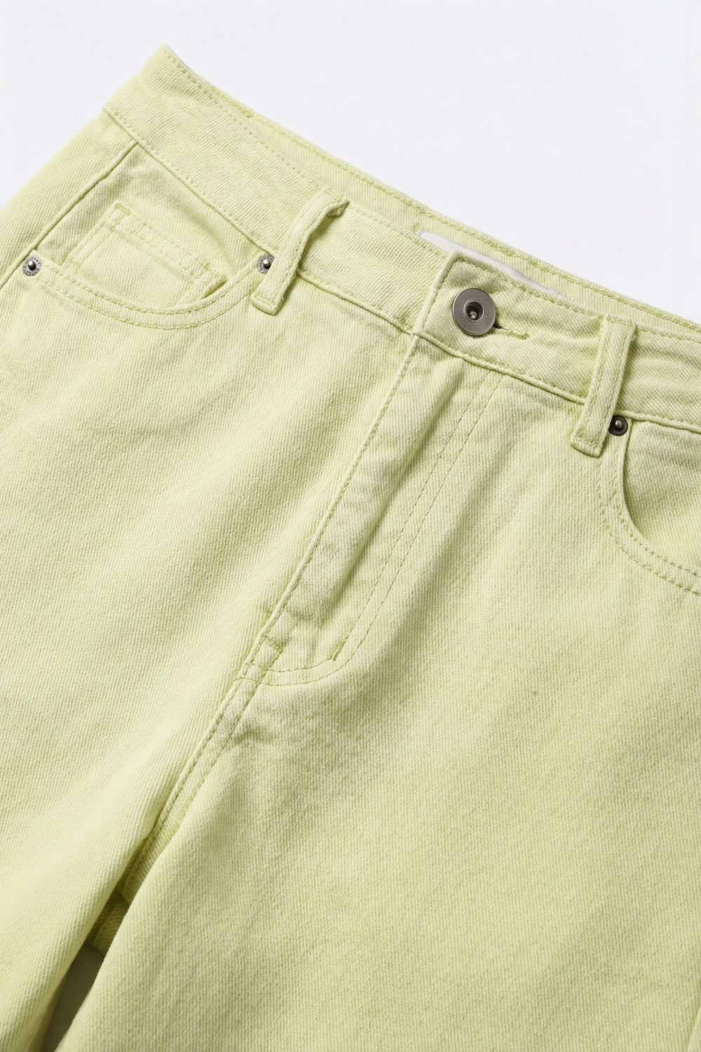 Pantaloni a gamba extra larga in twill di cotone elastico verde menta