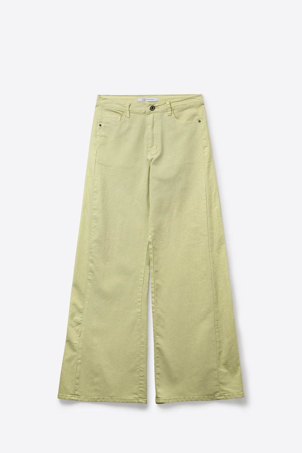Pantaloni a gamba extra larga in twill di cotone elastico verde menta