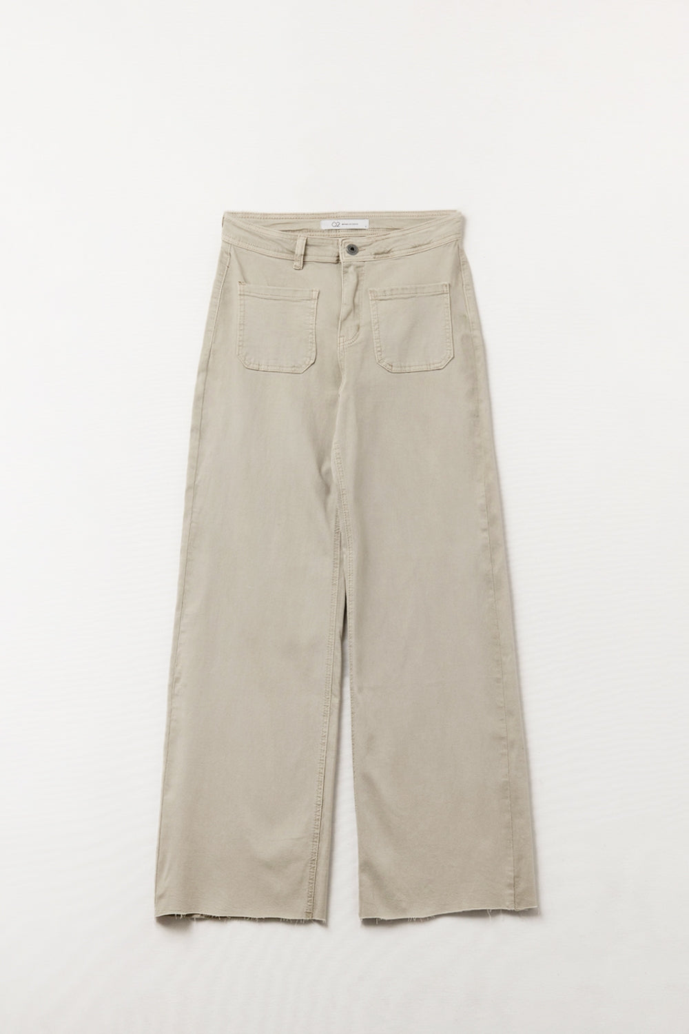 pantaloni a gamba larga con tasche frontali in beige