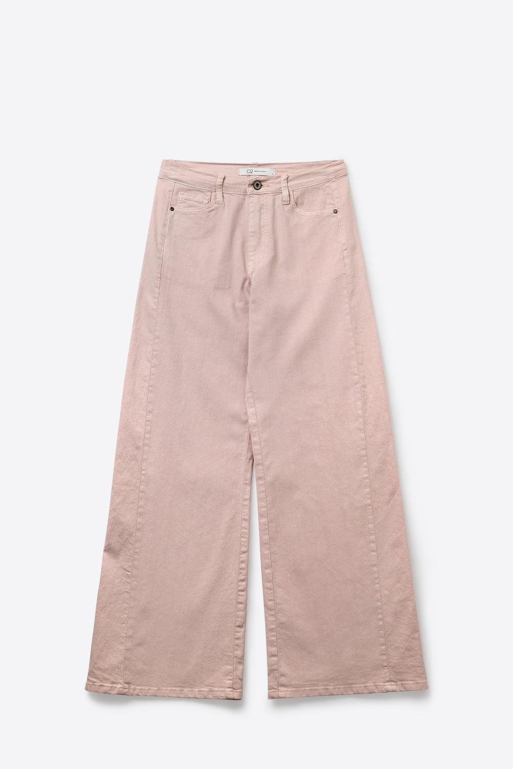 Pantaloni a Gamba Larga Rosa Chiaro in Twill Leggero