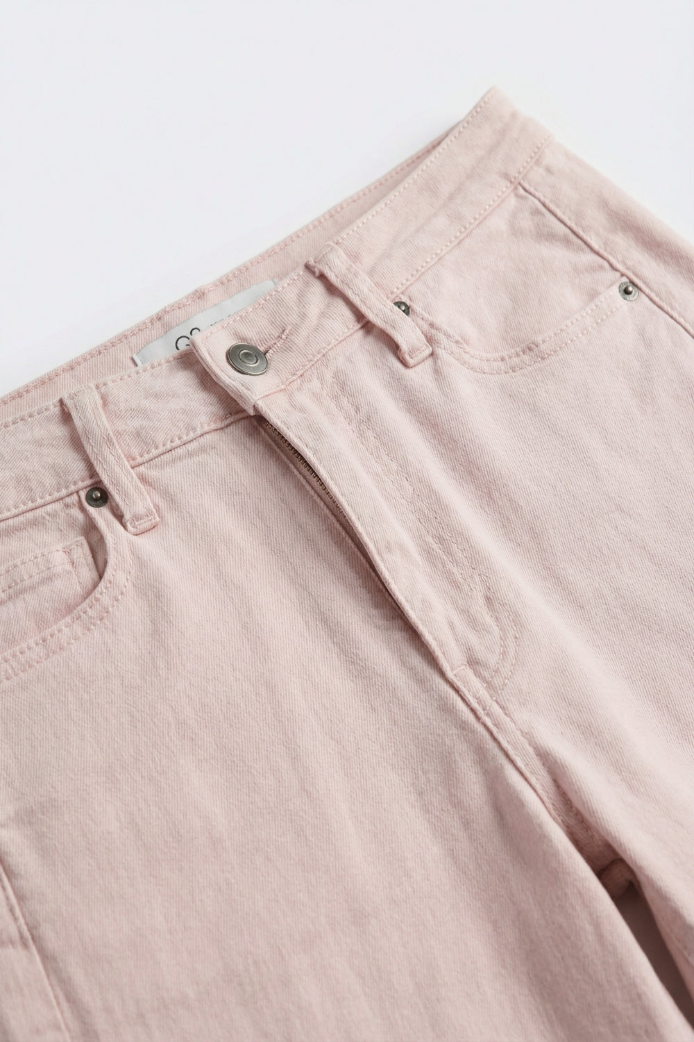 Pantaloni a Gamba Larga Rosa Chiaro in Twill Leggero