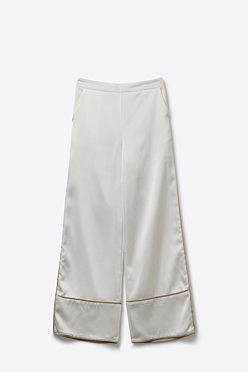 Pantaloni a kimono a gamba larga in raso avorio