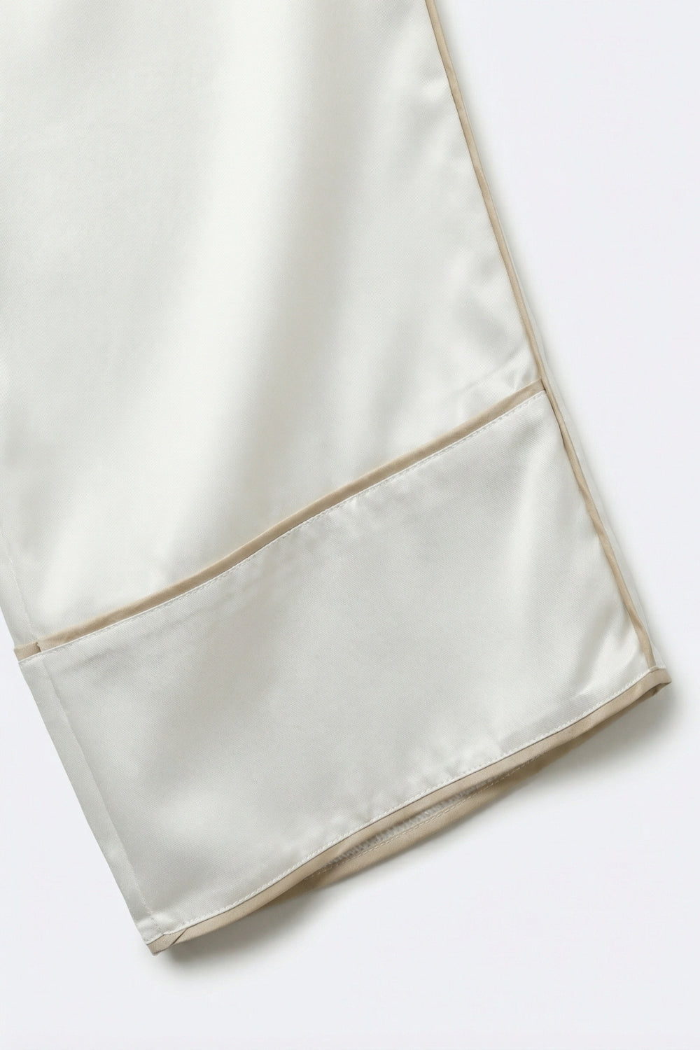 Pantaloni a kimono a gamba larga in raso avorio