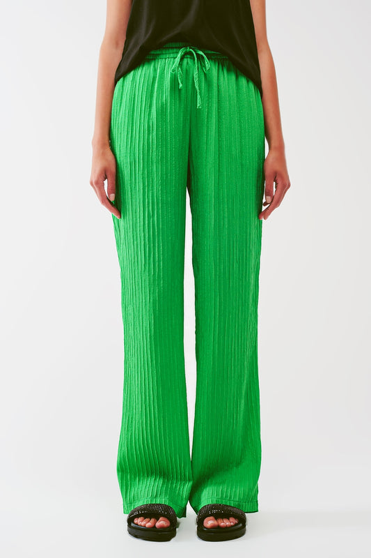 Q2 Pantaloni a righe larghi in verde
