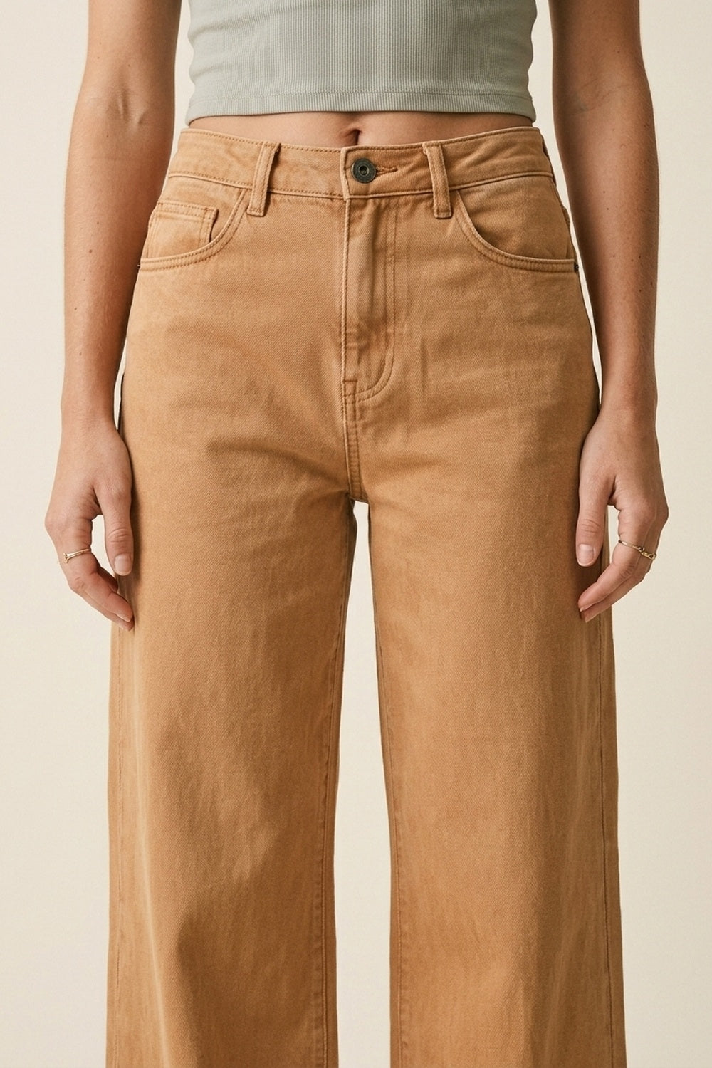 Pantaloni arancioni a gamba larga in tessuto leggero Twill