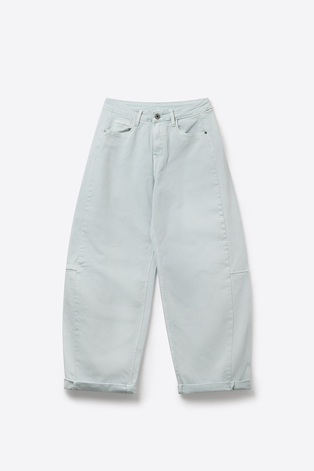 Pantaloni Azzurri Larghi in Cotone Leggero Stile Barrel