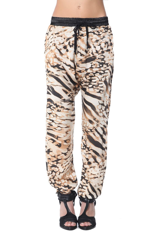 Q2 Pantaloni baggy con stampa animale marrone