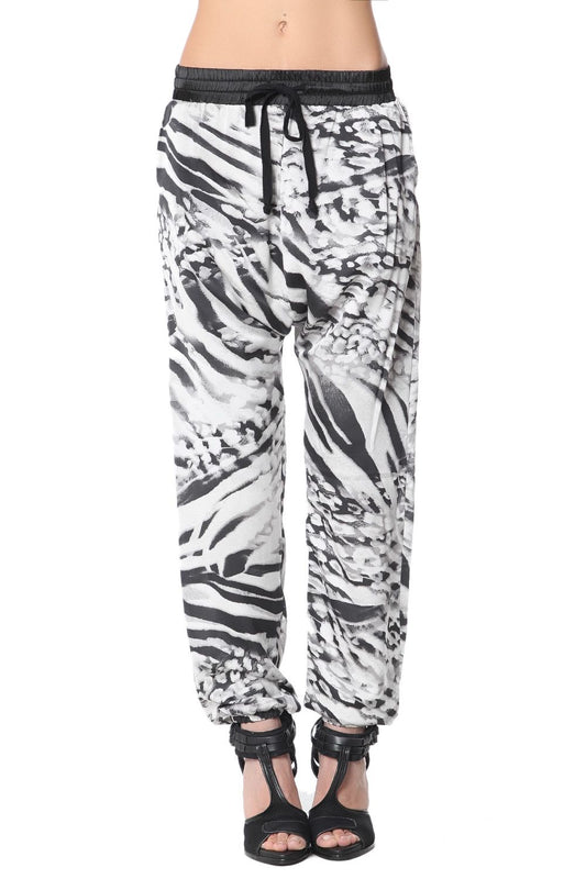 Q2 pantaloni baggy con stampa animale nero