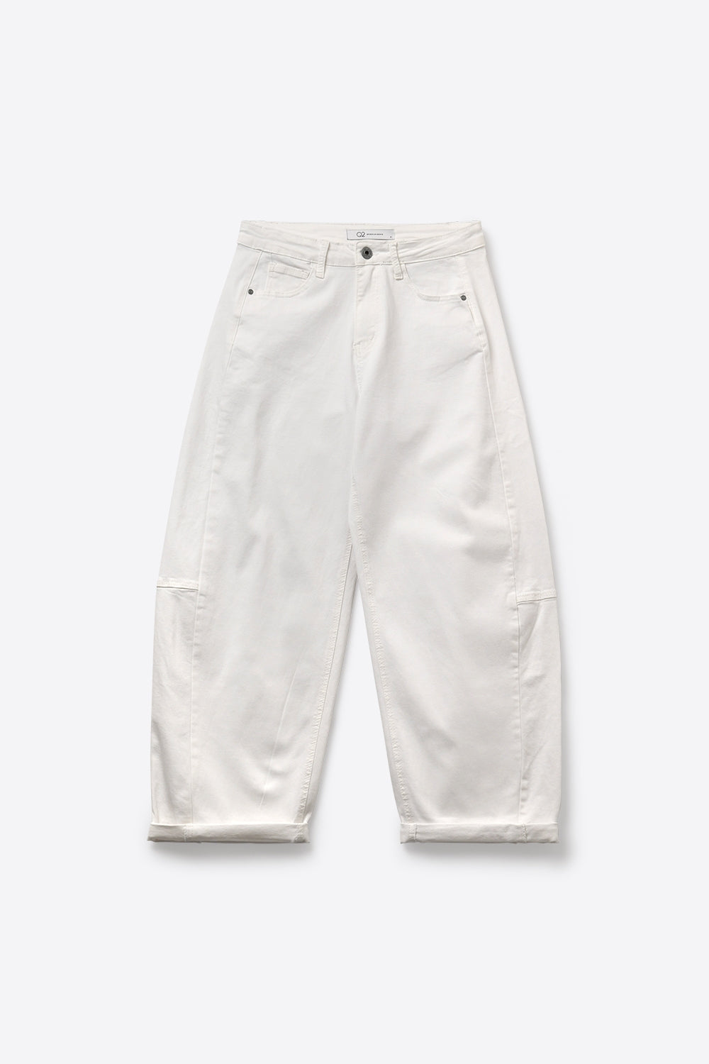 Pantaloni bianchi a gamba larga in stile barile con vestibilitˆ rilassata