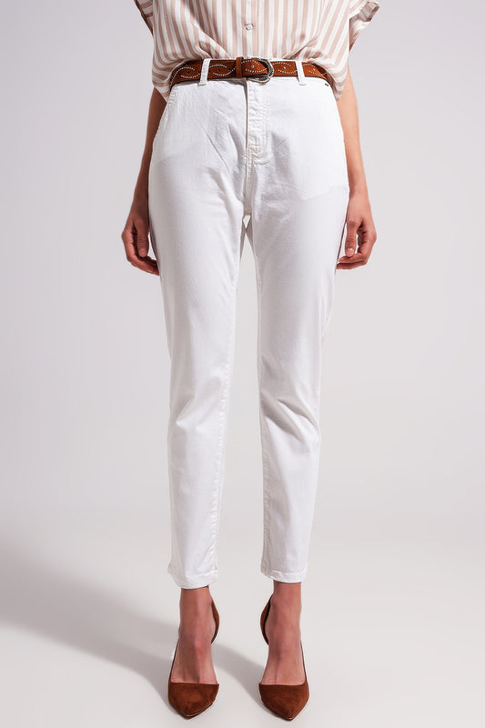Q2 Pantaloni bianchi in misto cotone