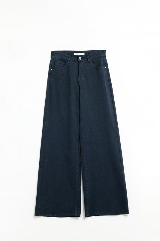 Q2 Pantaloni blu scuro a gamba larga
