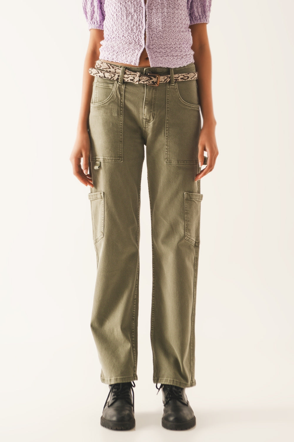 Pantaloni cargo color cachi