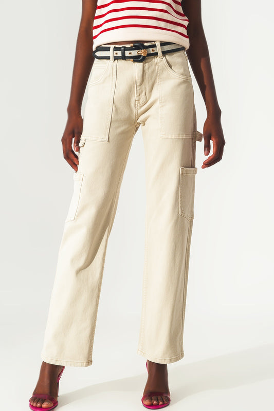 Q2 Pantaloni cargo colore beige