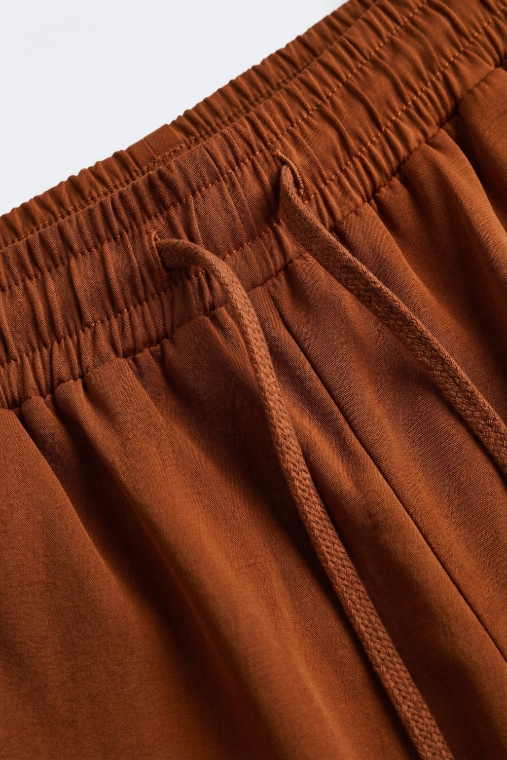 Pantaloni Casual a Gamba Larga in Terracotta con Coulisse in Vita
