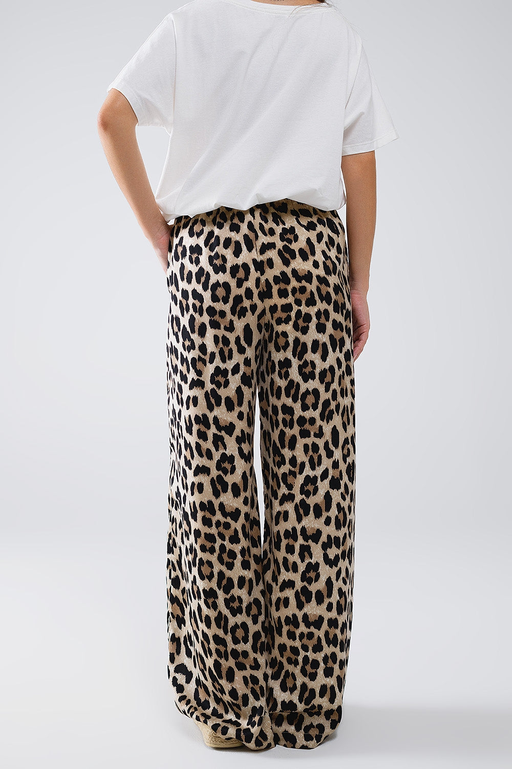 Pantaloni con stampa leopardata coulisse e tasche