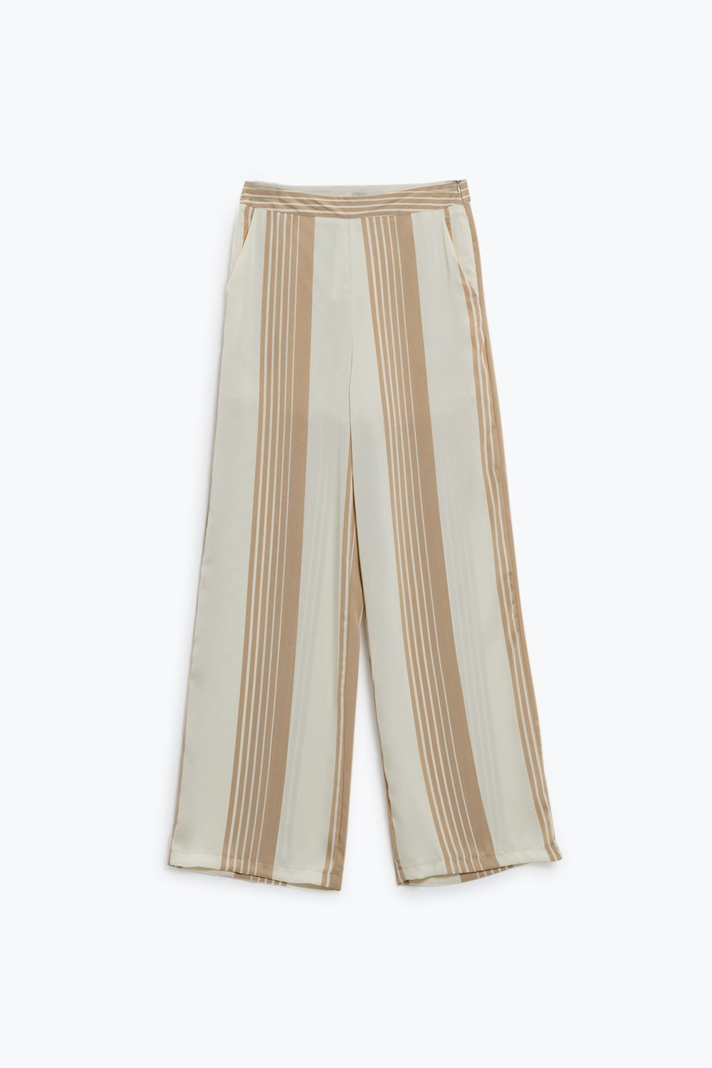 Q2 Pantaloni crema con strisce verticali beige chiaro