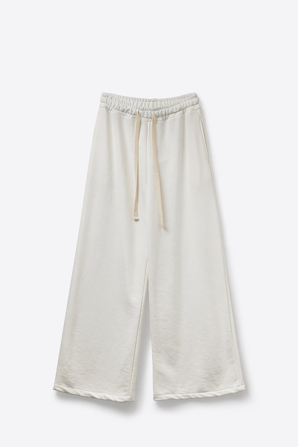 Pantaloni da ginnastica dritti in maglia panna con elastico in vita e cravatta