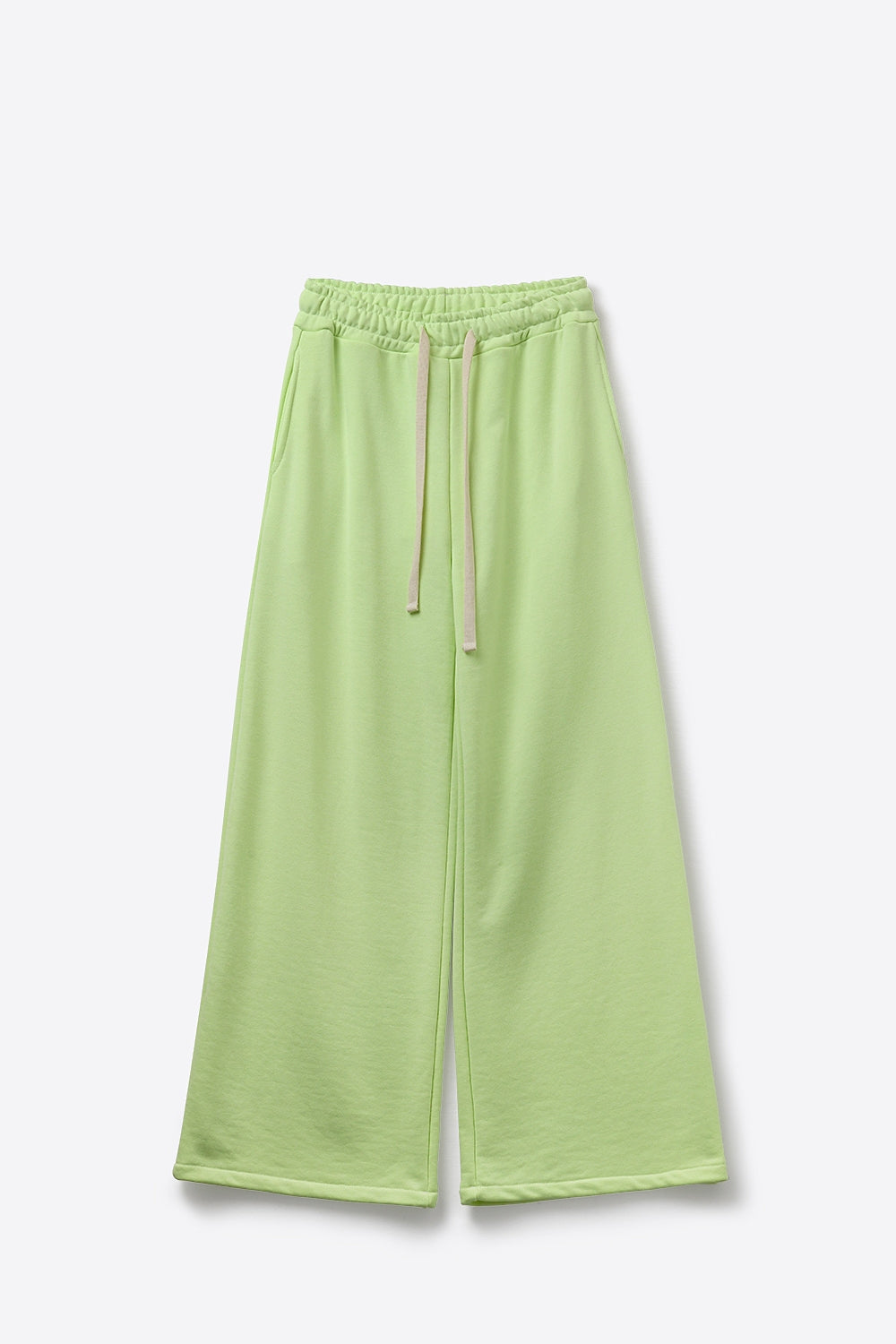 Pantaloni da ginnastica in maglia verde con elastico in vita e cravatta