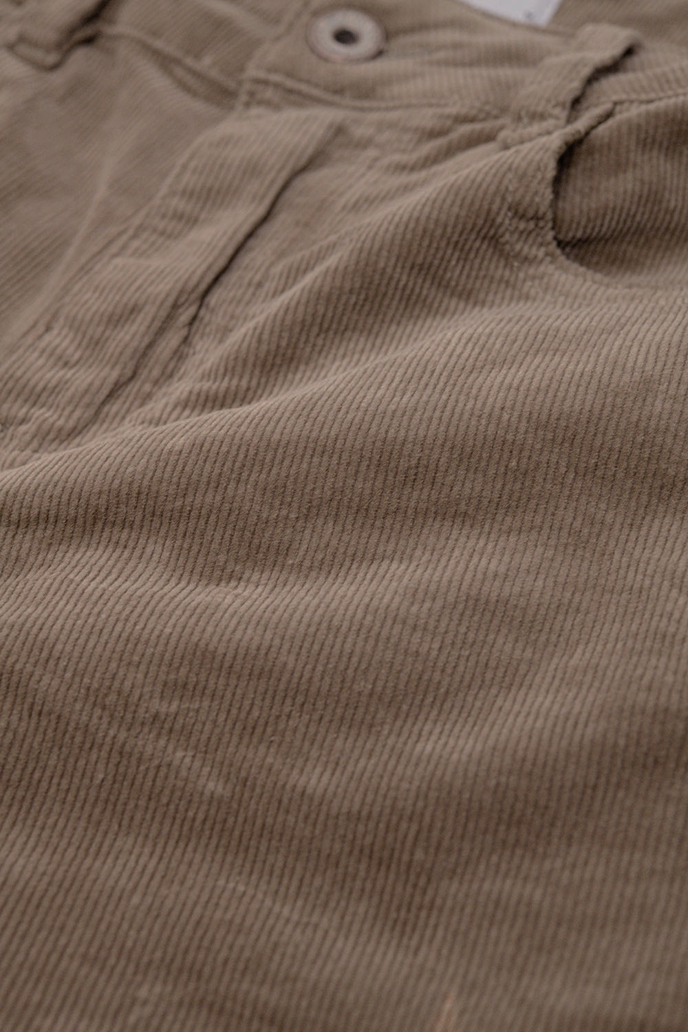 Pantaloni flare in velluto a coste beige scuro con stampa leopardata sul fondo