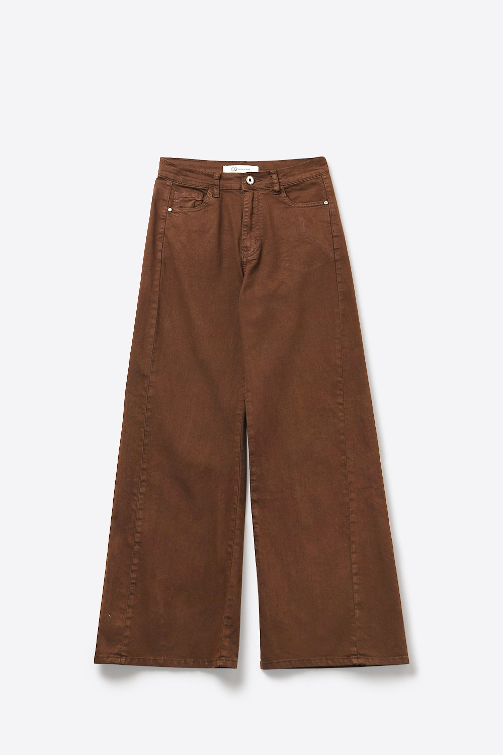 Pantaloni in cotone elasticizzato a gamba extra larga in marrone