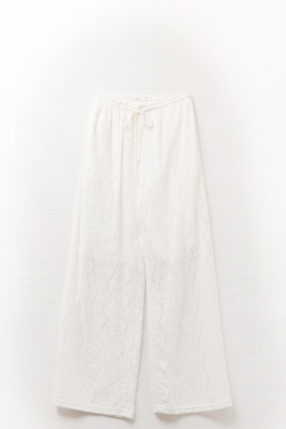 pantaloni in pizzo a gamba larga con elastico in vita
