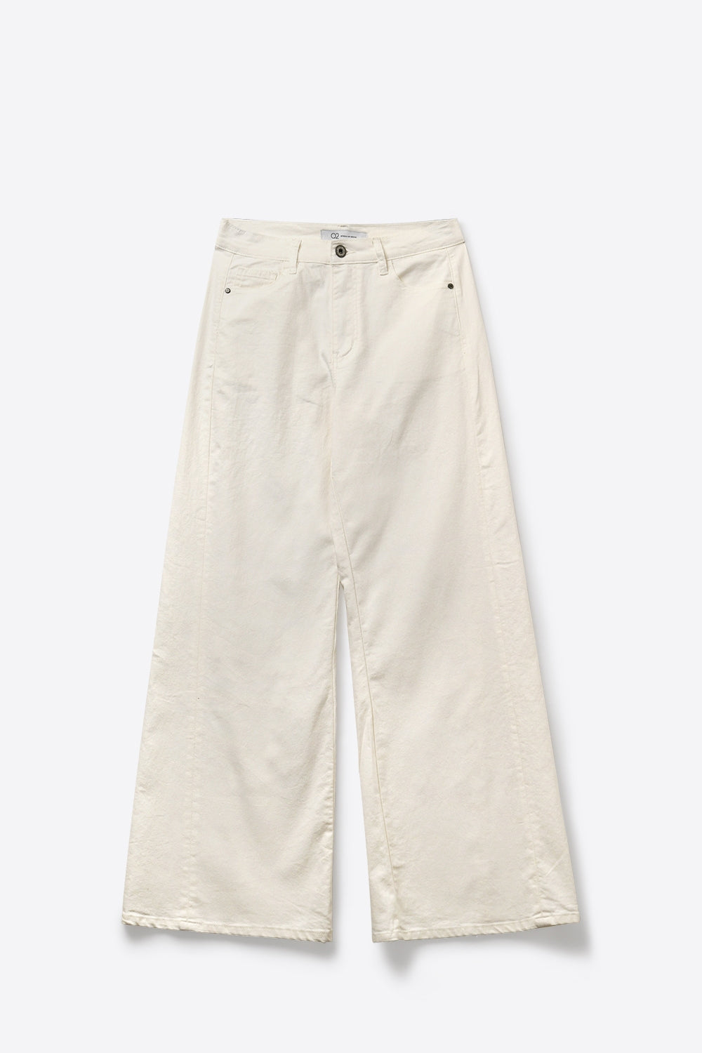 Pantaloni in twill di cotone elasticizzato a gamba extra larga di colore bianco
