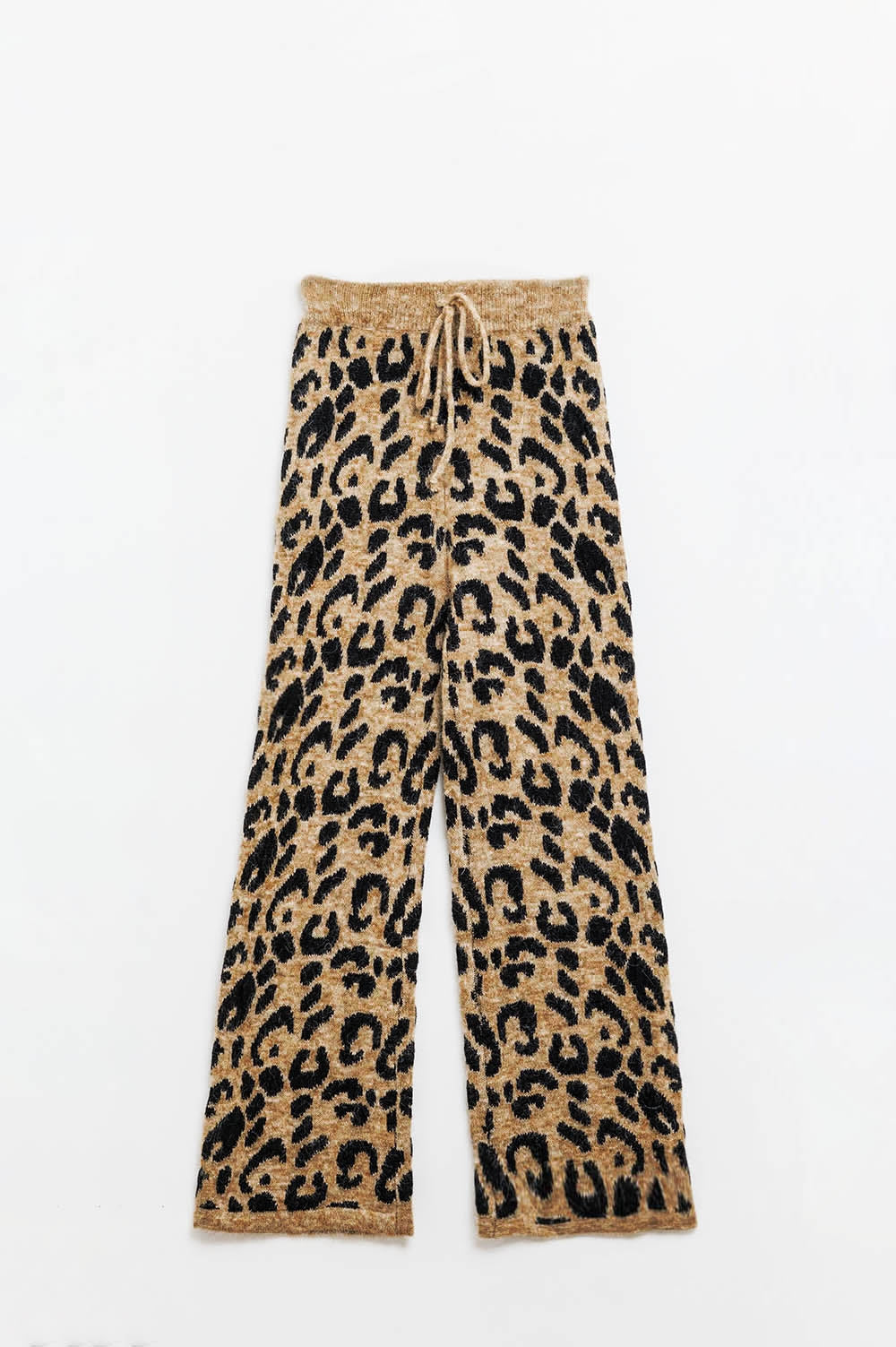 Pantaloni leopardati con maglia elasticizzata e coulisse