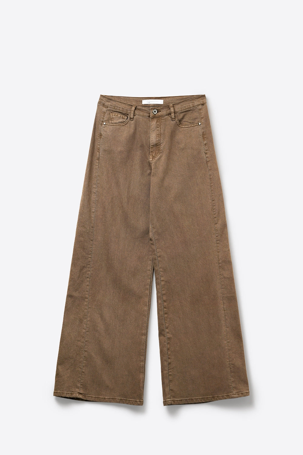 Pantaloni Marroni a Gamba Larga in Denim di Cotone Casual