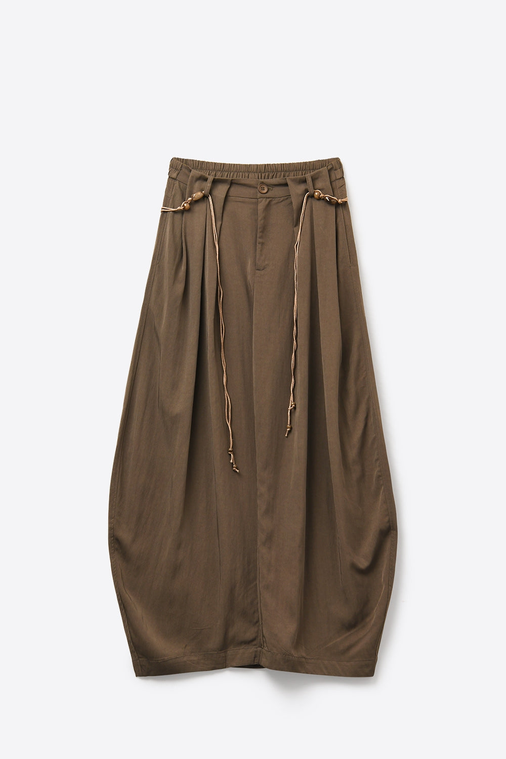 Pantaloni marroni con gamba larga e coulisse dal taglio rilassato