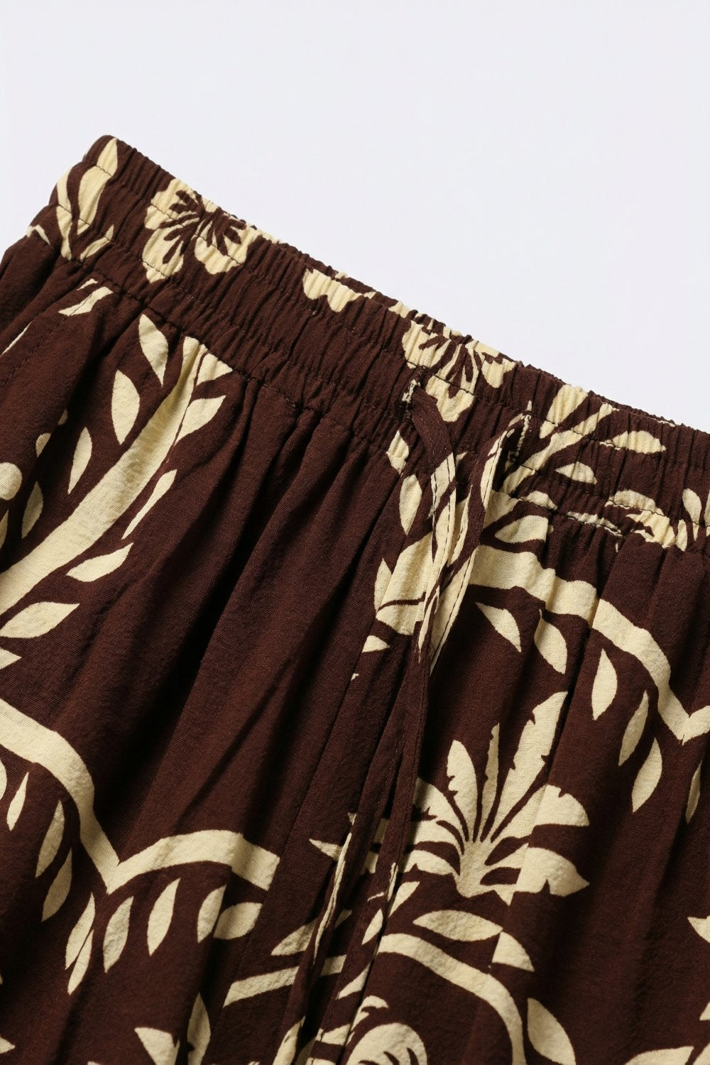 Pantaloni Palazzo a Gamba Larga con Stampa Floreale Marrone