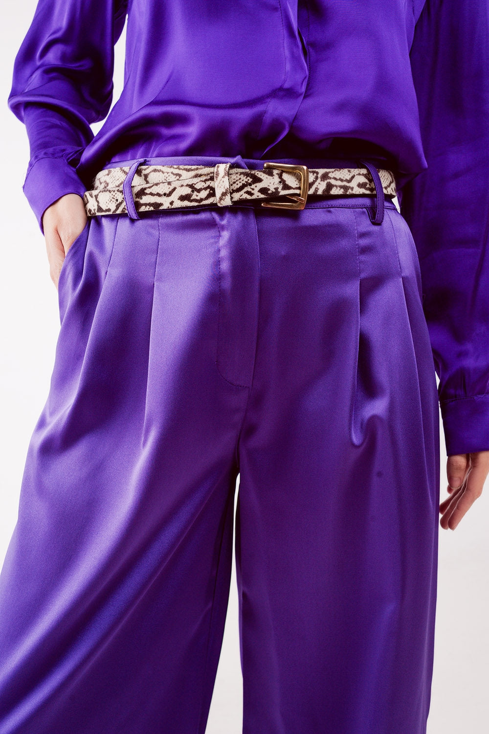 Pantaloni palazzo a pieghe viola