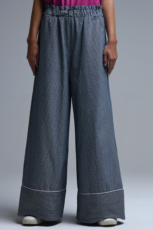 Q2 Pantaloni palazzo a righe a gamba extra larga