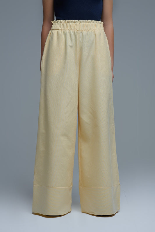 Q2 Pantaloni palazzo a righe gialle con gamba extra larga