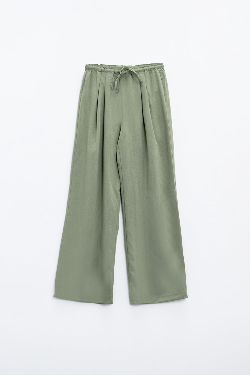 Pantaloni rilassati verde chiaro con chiusura a coulisse e tasche laterali