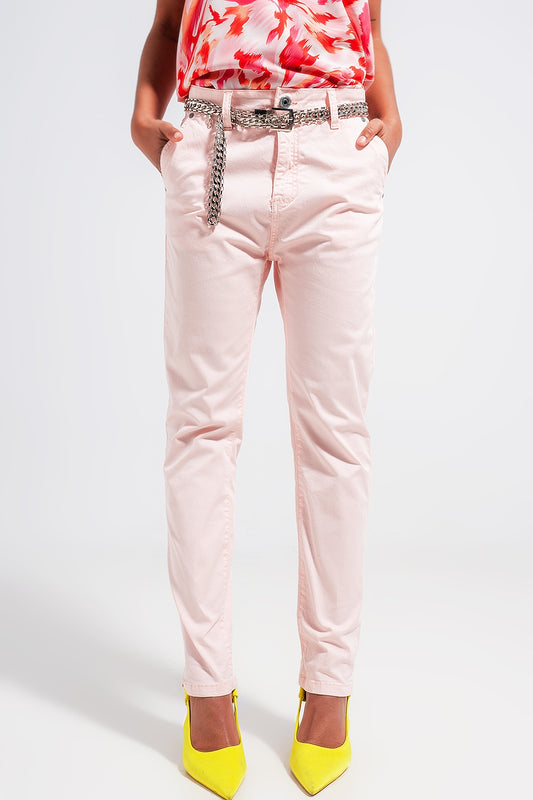 Q2 Pantaloni rosa in misto cotone