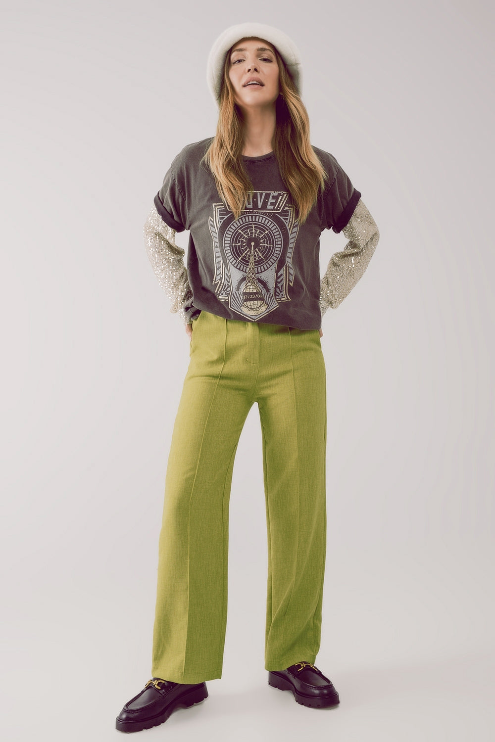 Pantaloni sartoriali dritti verdi