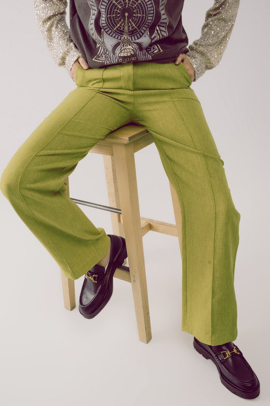 Q2 Pantaloni sartoriali dritti verdi