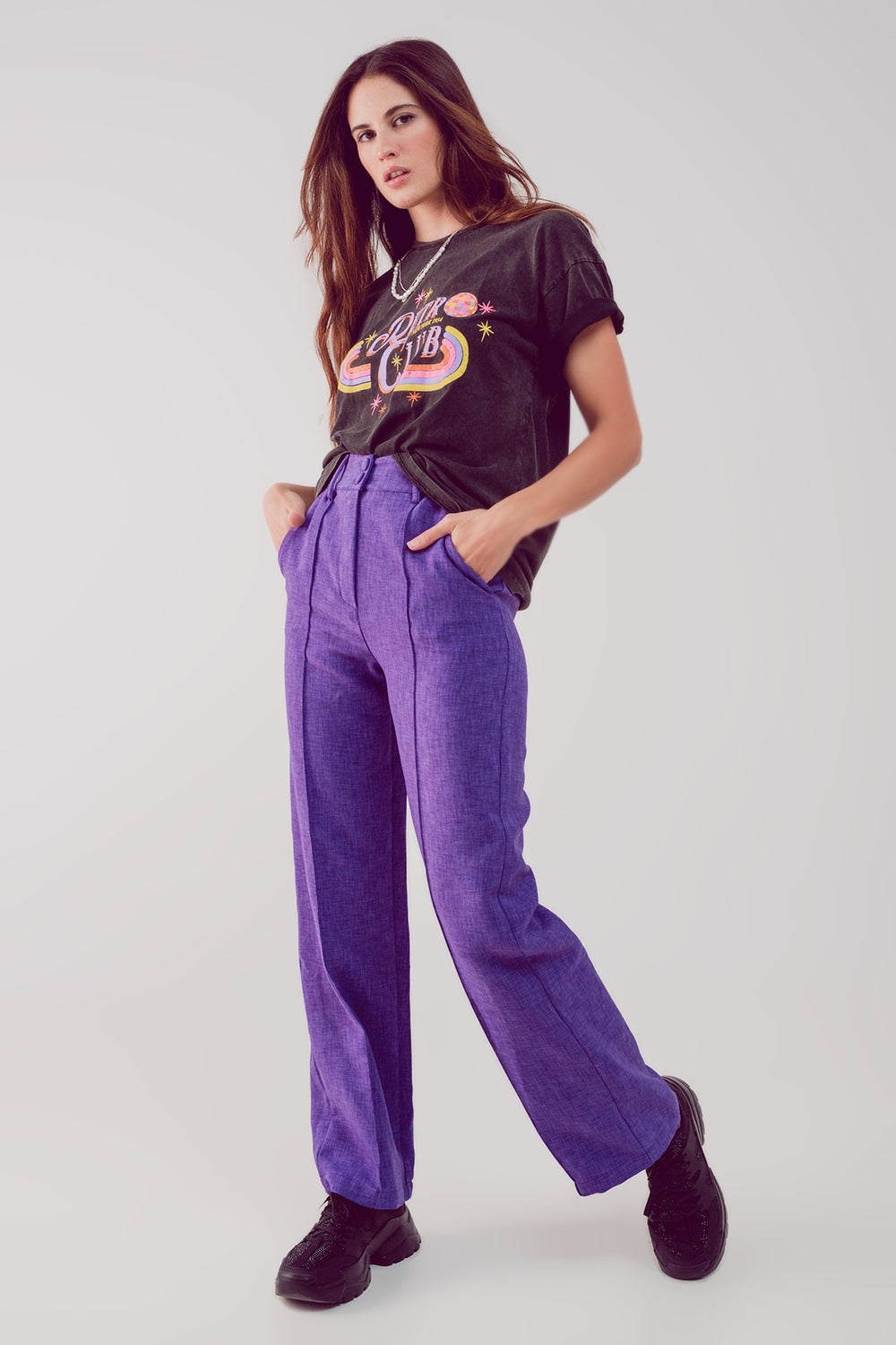 Pantaloni sartoriali dritti viola