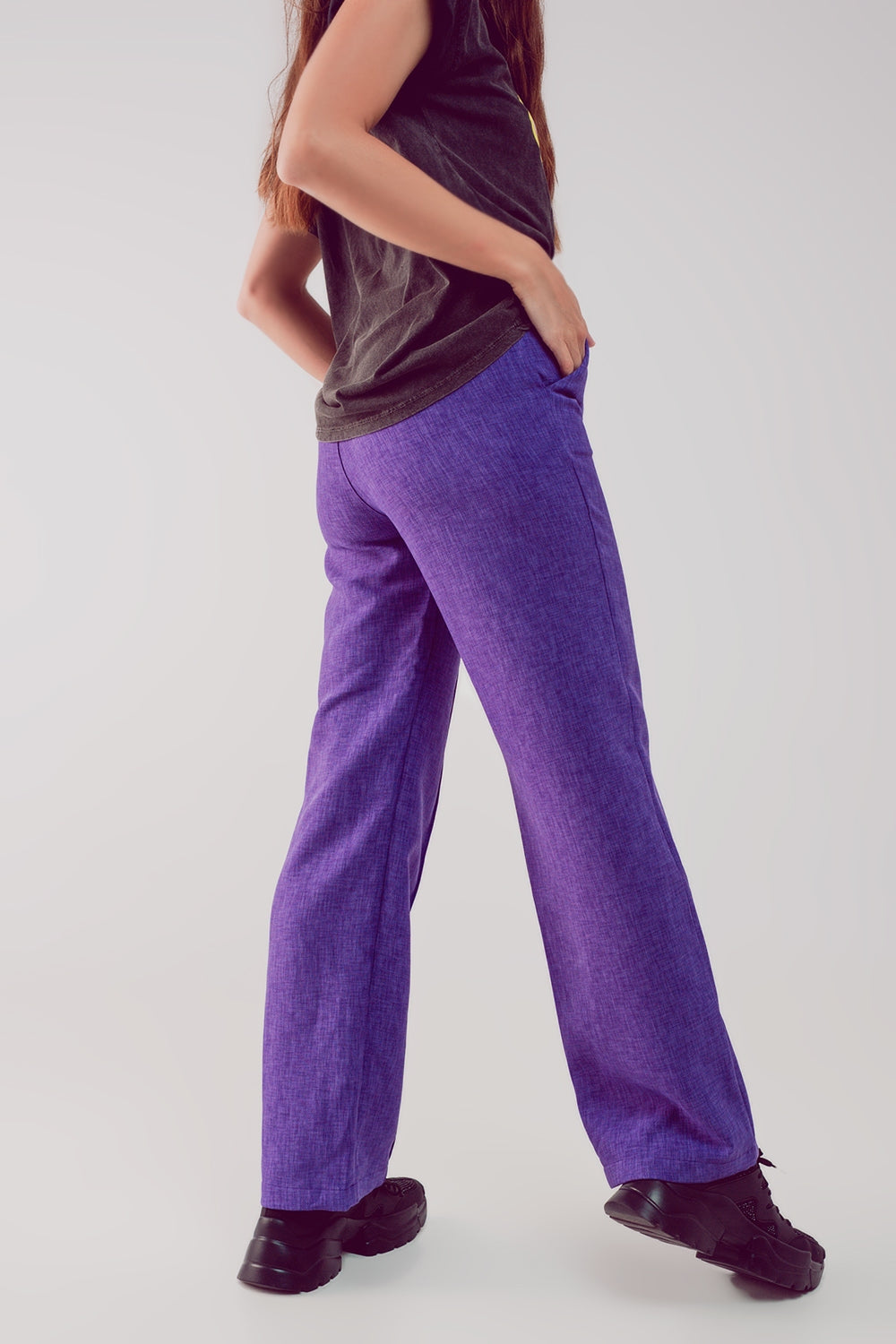 Pantaloni sartoriali dritti viola