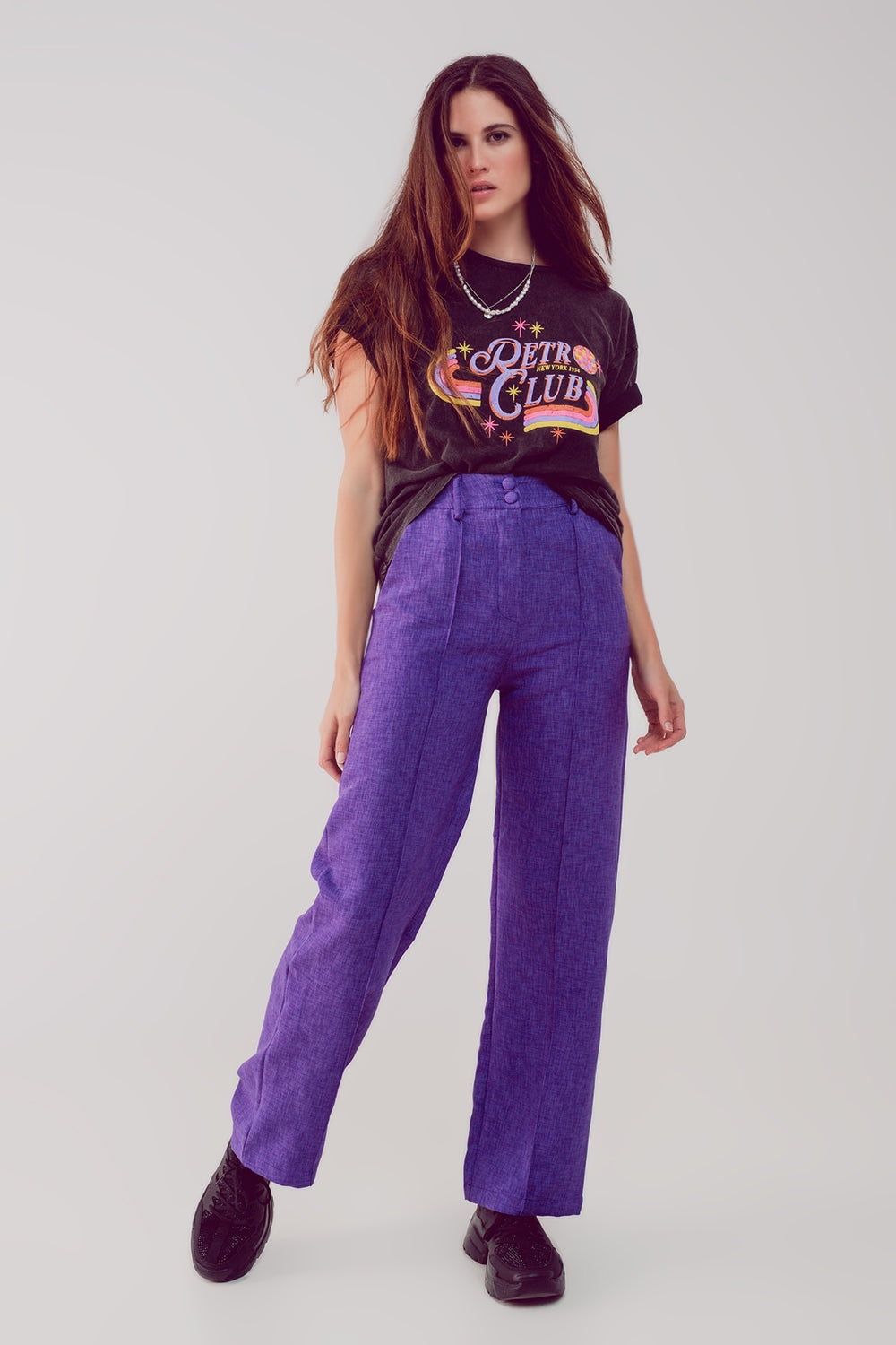 Pantaloni sartoriali dritti viola