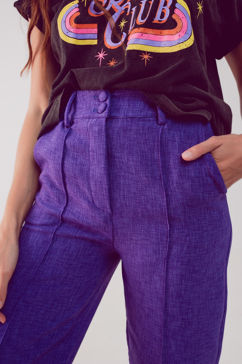 Pantaloni sartoriali dritti viola