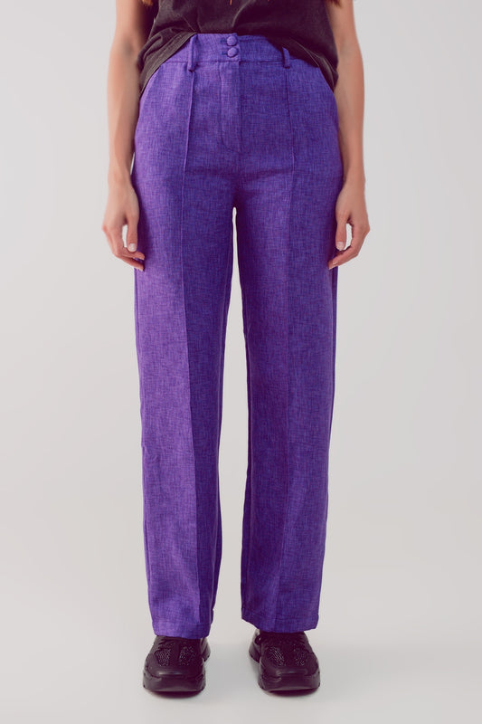 Q2 Pantaloni sartoriali dritti viola