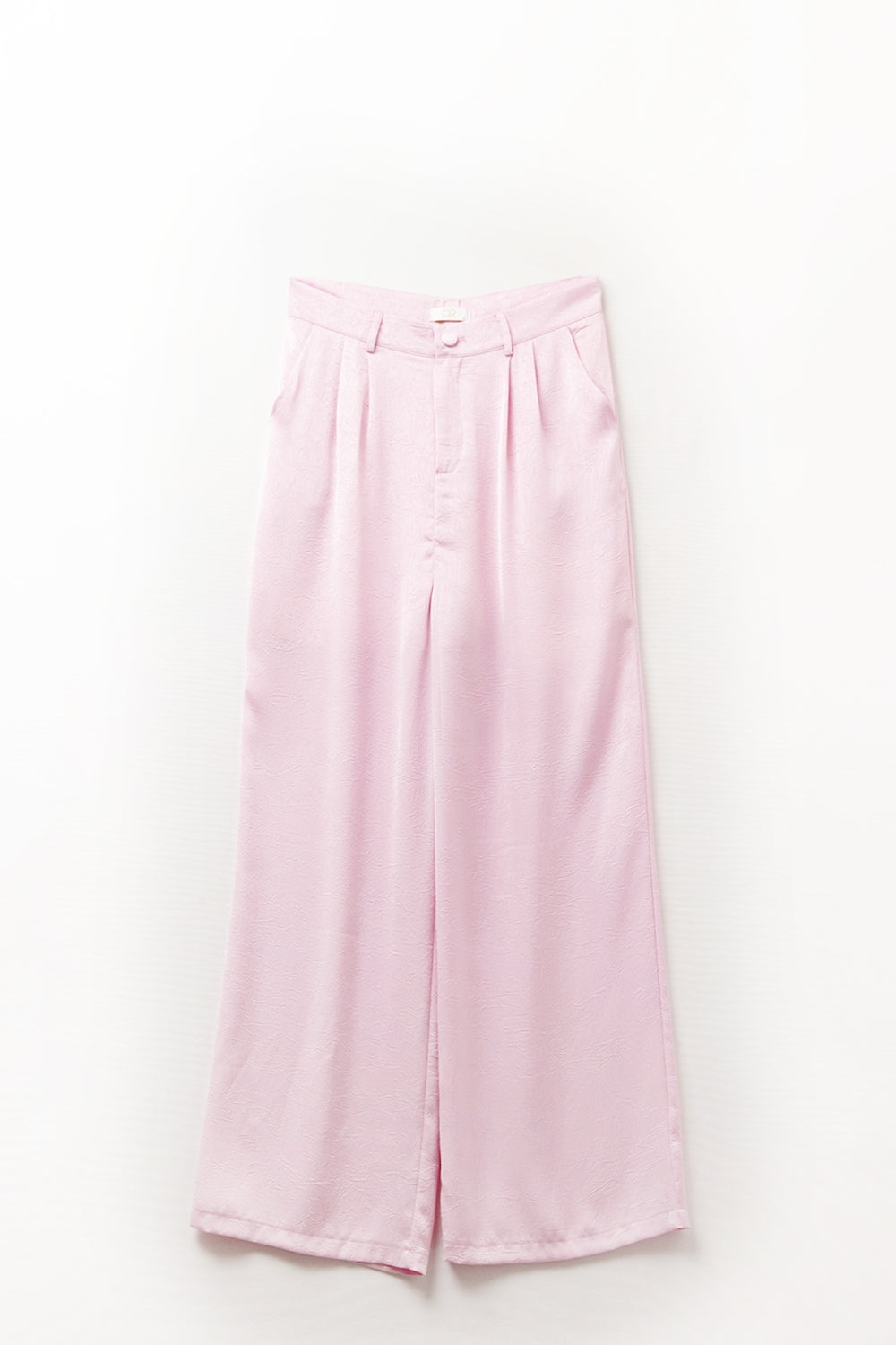 Pantaloni sartoriali in raso a gamba larga in rosa