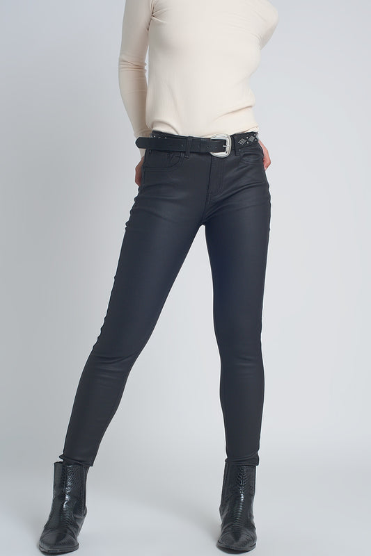 Q2 Pantaloni stretti nero effetto pelle
