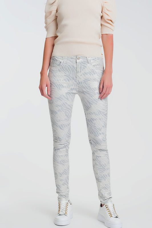 Q2 Pantaloni super skinny con ghette mimetici