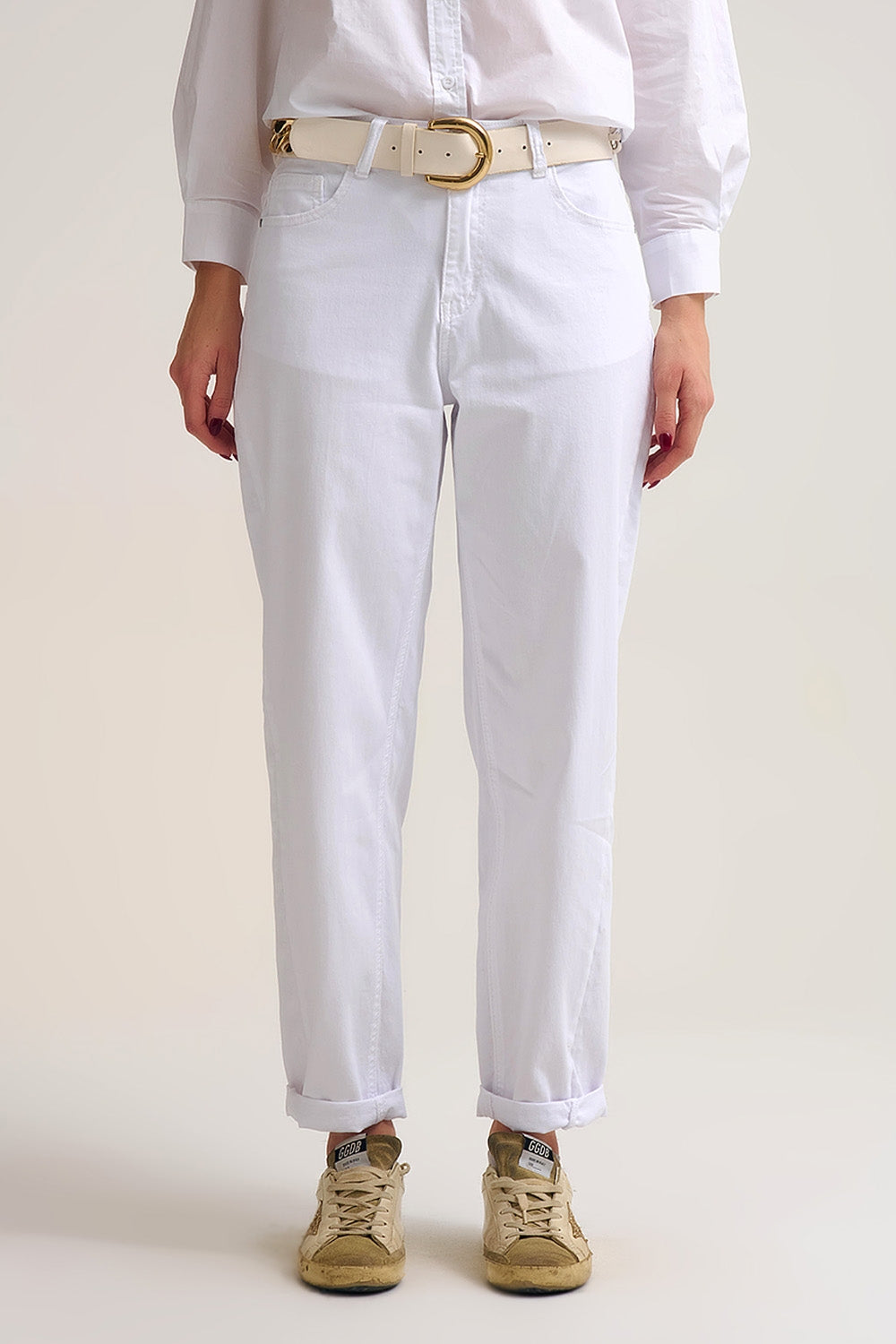 Q2 Pantaloni Tapered rilassati in bianco Comfy Stretch