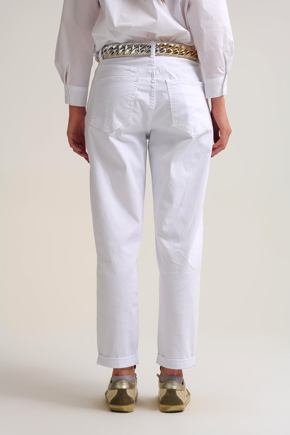 Pantaloni Tapered rilassati in bianco Comfy Stretch