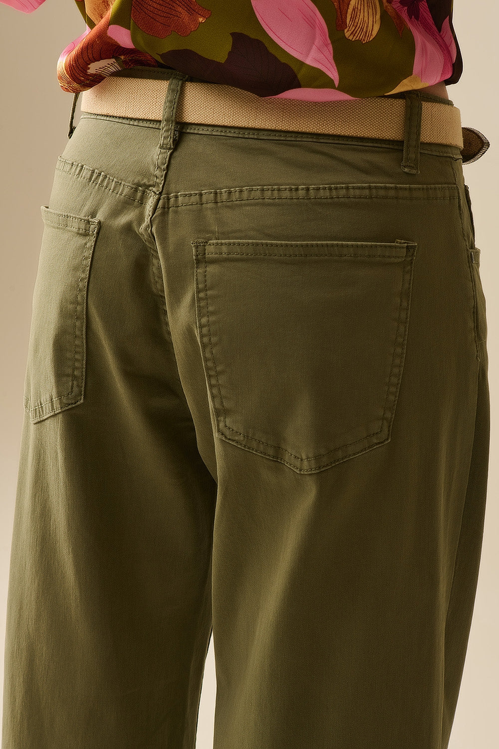 Pantaloni verdi dritti a gamba larga