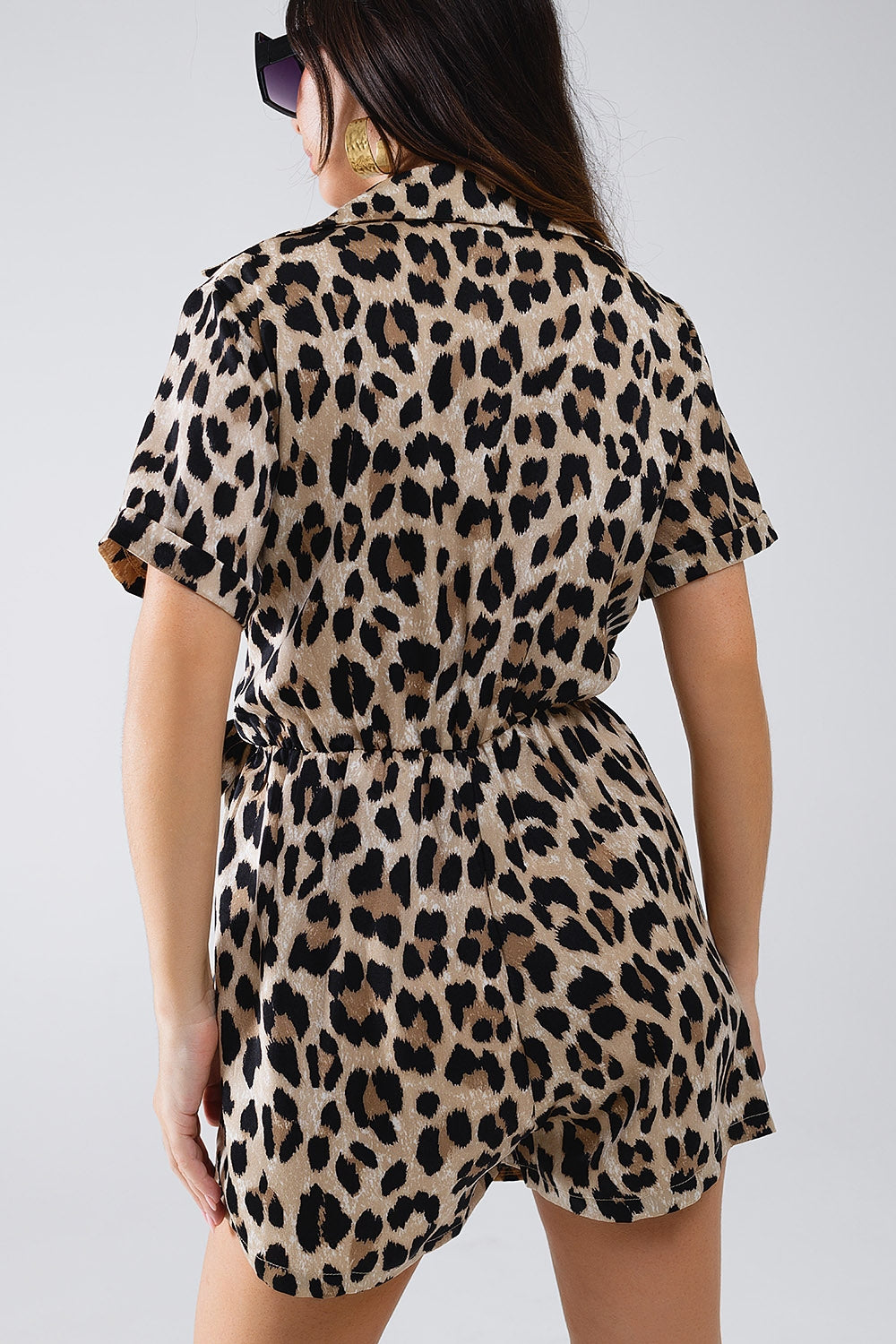 Playsuit con stampa leopardo