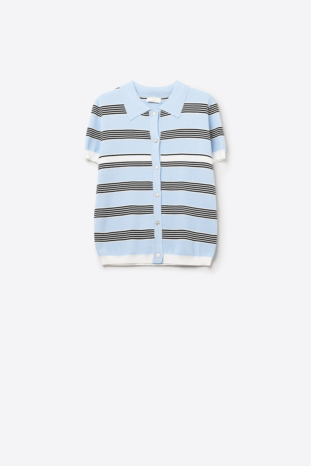 Polo a righe blu baby con bottoni